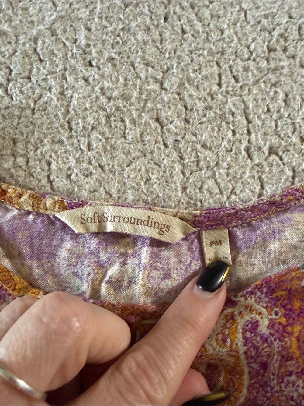 Soft Surroundings Purple Paisley Tee with Green Trim - Picture 2 of 6